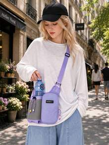 Aesthetic Crossbody Phone Bag With Quick Access Cup Pocket Breathable Dopamine Contrast Color Drawstring Bucket Bag For Commuters And Travelers Compact Shoulder Pack For Daily Commute Hiking Sports Outdoors Sports Bags Outdoor Waist Packs - A - View 6