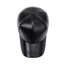 1 Men's PU Leather Baseball Cap Black Adjustable Solid Color Sun Protection Casual Hat Suitable For Spring And Autumn Travel Beach Party - Multicolor - View 10