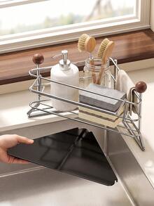 Kitchen Sink Caddy Sponge Holder,Freestanding No-Install Design, Holds Dish Sponges, Scrub Brushes, Soap Dispensers, Steel Wool. No Drilling Required, Easy To Clean, Perfect For Kitchen Sink Corner, Bathroom Vanity, Multi-Use Drain Storage Rack - Multicolor - View 5