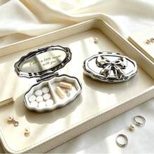 Metal Rhombus Pill Box, 2-Compartment Crystal Resin Metal Pill Box, Candy Box - one-size - View 5