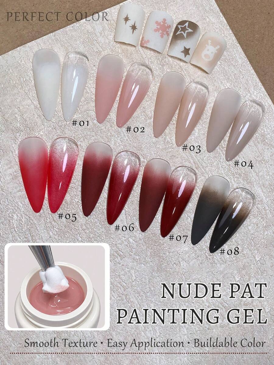 Sơn gel móng tay PERFECT COLOR Pat Pat 5g, gel nghệ thuật móng ombre cho móng hồng má, hiệu ứng gradient màu nude, độ che phủ màu có thể xây lớp, tự làm manicure - Nhiều màu - Xem 1