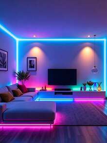1 Roll, Length 1m/3.3ft To 10m/32.8ft, RGB Color Changing Flexible Light Strip, Suitable For Bedroom, Desk, Home Room, Party, Camping And DIY Decoration. - 5050 - View 5