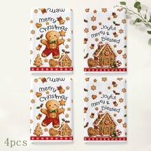2pcs Gingerbread Man And Gingerbread House Pattern Christmas Kitchen Towels, Rectangular Hand Towels, Tea Towels, Dish Cloths, Suitable For Kitchen Cleaning, Home Baking, Christmas Party, Winter Holiday Home Decor And Christmas Gifts - Multicolor - View 11