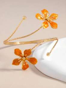 Orange Oil Drop Flower Adjustable Arm Cuff, Vintage Gentle Floral Arm Bracelet, Vacation Outfit Atmosphere Arm Accessory - Multicolor - View 5