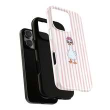 鴨子髮捲圖案粉色條紋耐用手機殼，相容 iPhone 18 17 16 15 14 Pro Max Plus 13 12 11，動物愛好者與媽媽的完美禮物 - 粉色 - 查看 7