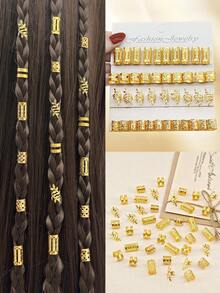 40件組復古鏤空髮環 合金髮箍髮夾環髮飾 夏季髒辮編髮飾品 - 金色 - 查看 2