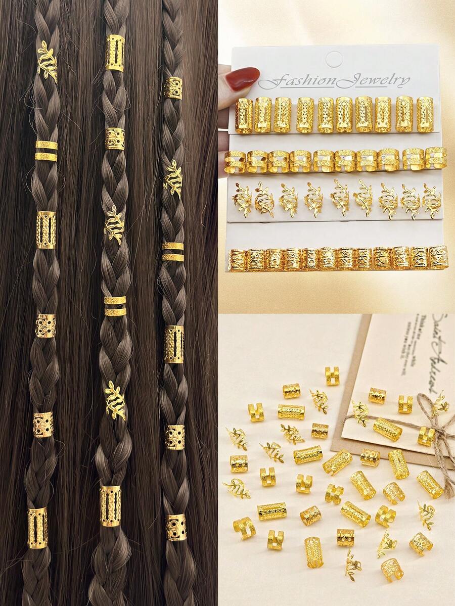 40件組復古鏤空髮環 合金髮箍髮夾環髮飾 夏季髒辮編髮飾品