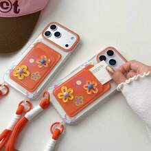 3D Colorful Flower Lanyard Card Holder Phone Case Compatible With Apple 18 Pro Max/17 Pro Max/16 Pro Max/ 15 Pro Max/11/12/14 Pro/13 Soft Protective Cover Full Coverage Women's Style 17 Pro Max/17/Pro/17 Plus/17 - Orange - View 11
