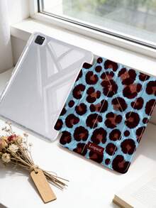 1件藍色背景棕色豹紋平板電腦保護殼，相容於 MatePad Air 11.5 吋、11.5 S 平板電腦，壓克力背板，Y型折疊支架，附筆槽，相容於 Redmi Pad 2 11 吋、Pad SE 11 吋平板電腦殼，相容於 iPad Air 11 吋、A16、第9代、第10代、第11代機型，彩繪平板電腦保護殼 - 彩色 - 查看 2