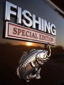 Zinc Alloy Metal Fishing Car Badge, Bass Fish Sticker With Hook ...