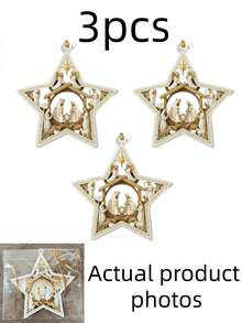 1pc/3pcs 2D Acrylic Flat Hanging Pendant With Star Outline & Vivid Scene Print, Elegant Home Decor Accessory, Perfect For Indoor Scene Arrangement, Photo Backdrop, Tree Decoration And Gift Selection - Multicolor - View 7
