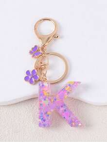 1pc Fashion Alphabet Initial Letter Keychain With Tassel & Butterfly Pendant, Key Ring For Purse Handbags Women Girl, Christmas Gift Decoration - Purple - View 12