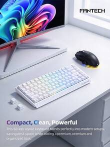 FANTECH Bàn phím cơ trục từ 3 chế độ 68 phím MK922, điểm kích hoạt tùy chỉnh 0.01mm, tần số phản hồi 8K, hotswap, 3 chế độ Bluetooth 2.4G có dây - Xem 1