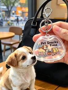 Cute Pet Print Mini Pet Snack Storage Box With Keychain, Mini Small-Capacity Transparent Visible Storage Box With Pet-Themed Print,Sealed Storage Box For Dog Snacks,Sealed Container,Small Gift For Pet Owners,Practical Small Storage Box For Pet Owners - A - View 4
