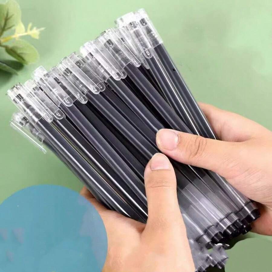12PCS/ Clear Barrel Gel Pens, Full Needle Tip Quick-Dry Pens, Red Blue Black Ink For Office School Writing Supplies - Multiple Styles - View 1