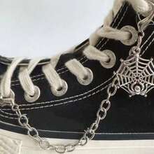 1pc Gothic Spider Web Shoelace Chain, Punk Dark Style Shoe Accessory, Suitable For Sneakers And Cosplay, Unisex, Halloween Party And Daily Wear - Silver - View 6