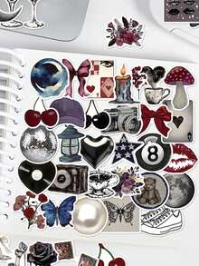 50pcs Pinterest Stickers For Adults Teens Sticker Enthusiasts Scrapbooking, Notebooks Laptops Phone Cases Luggage And Guitar Decorations Stickers - one-size - View 5