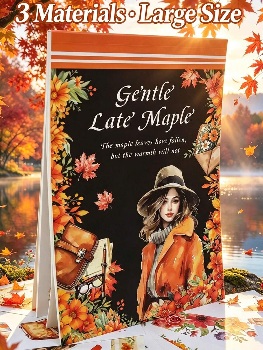 DanSoul Large Size Autumn Theme Matte PET Washi Sticker Book For Journaling, 20Sheets Pre-Cut Scrapbook Supplies Adult Sticker For Planner DIY Junk Journal Supplies Card Making Collage Arts And Crafts