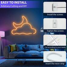 Acosh Neon RGB LED Neon Strip Lights With 44Keys IR Remote Control, 5V USB Flexible Neon Rope Lights, Multi-Color Mode Led Neon Light For Bedroom, Indoor Room And Outdoor Daily Decoration - RGB - View 10