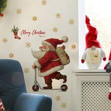 1pc Santa Claus Skateboard Sticker, Christmas Window Decal, Skateboard Mall Window Glass Christmas Decoration Wall Sticker, Atmosphere Decor Sticker, Christmas Stickers - Multicolor - View 5