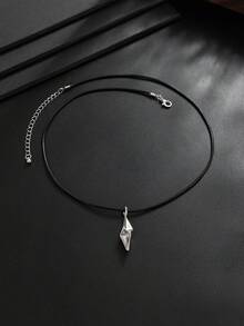 1pc Men's Minimalist Geometric Angular Pendant Necklace, Gift For Him, Suitable For Daily Wear And Party Occasions - White K - View 6