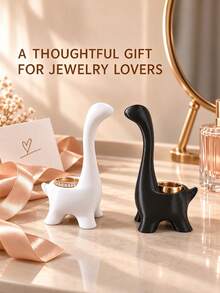 Creative Animal Ring Holder, Cute Animal Jewelry Display Stand, Desktop Ring And Necklace Organizer, Bedroom, Vanity Decor Accessory, Gift, Hanging Jewelry Storage Rack - Multicolor - View 8
