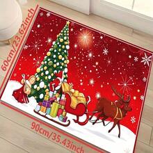 1pc New Christmas Best Seller - Holiday Decor - Christmas Party - Cartoon Christmas Tree Reindeer Sleigh Rug, Suitable For Living Room, Bedroom, Indoor - Machine Washable - Flannel Material, Delicate Texture, Comfortable On Skin, No Pilling, Easy Care, Odorless - Perfect For Home Decor, Room Decor, Living Room Rug, Bedroom Rug, Bathroom Rug, Kitchen Rug, Area Rug, Hotel Decor - Area Rug, All Season - Multicolor - View 5