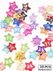 20/30/40pcs Hollow Star Hair Clips, Random Color Snap Clips, Cute Millennium-Style Hair Accessories, Fashionable Decorative Hair Clips For Daily Wear. - Multicolor - View 11