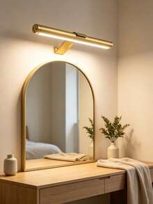 USB Rechargeable LED Mirror Wall Light, LED Makeup Mirror Front Light, 3-Color Adjustable Reading Light, Remote Control Timer Modern Hollow Bedside Lamp, Bedroom Study Office Indoor Lighting, Gold Optional, Touch Dimming, Bedroom/Dormitory Light - Three Colors - View 2