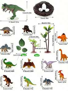 23pcs Dinosaur Theme Birthday Cake Decoration Set, Includes Dinosaur Eggs And Leaf Decorations. Perfect For Dinosaur Theme Birthday Party, Men's Birthday Cake And Party Tabletop Decoration (Please Use With Cake Tray And Support Rods; These Are Not Toys, For Decoration Purposes Only) - Multicolor - View 7