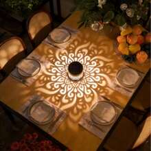 2pcs Warm Light Mandala Projection Solar Lights, Decorative LED Floral Pattern Light, Suitable For Outdoor Fence Wall, Golden Dreamy Night View Decoration Gift, Perfect For Garden Decoration Enthusiasts, Yard Backyard Stairs Patio Path Porch Driveway Landscape Lighting - Solar Mandala - View 2