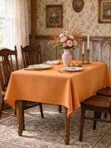 1pc Minimalist Vibrant Orange Tablecloth, Crisp And Smooth, Wrinkle-Resistant, Suitable For Home Daily Use, Holiday Gatherings, Parties And Restaurant Display - Orange - View 2