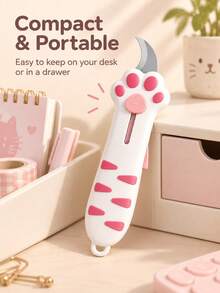 Cute Cat Paw Box Opener Portable Parcel Unboxing Knife, Sliding Blade Design, Lightweight Easy Grip With Tail Hanging Ring, Suitable For Cardboard Boxes, Express Packages, Tape, Gift Boxes And Daily Packaging Unboxing, Compact Size Convenient For Pockets, Bags, Drawers And Office Desk Storage, Applicable For Home, Office, Dormitory, Online Shopping Unboxing - Multi-color - View 13