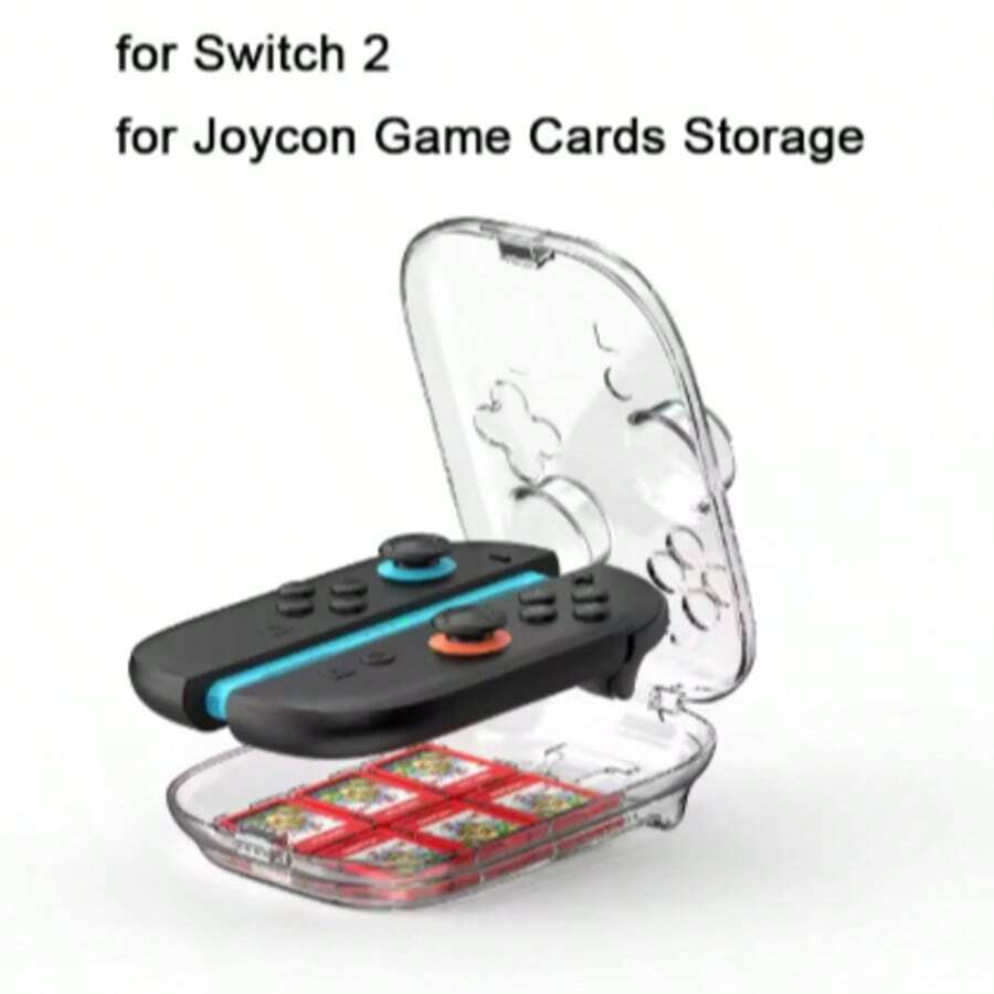 Vỏ bảo vệ PC trong suốt pha lê cho tay cầm Switch Gen 2 trái/phải NS2, có nam châm, kèm ngăn đựng băng game - Xem 1