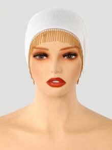 1PC Women's Fashion Tassel Solid Color Elastic Tie Headscarf Bandana Scarf Small Hat Headwrap Suitable For Daily Wear - C-white - View 7
