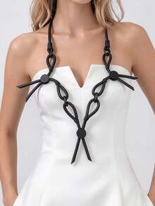 MARLIWOO 1pc Dark Style Niche Scissor Design Pendant Jewelry, Exaggerated Gothic Style Creative Black Necklace - Black - View 6