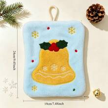 1pc Christmas Snowman & Bell Hanging Hand Towel, Cute Embroidered Coral Fleece Material, Quick-Drying, Suitable For Bathroom, Kitchen And Other Scenes, Perfect For Christmas Home Decor And Gift - Multicolor - View 6