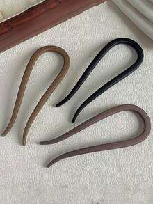 Minimalist Matte U-Shaped Hair Stick For Women, Fashion Bun Hair Styling Tool, Back Of Head Hair Clip Hairpin Hair Accessory - Multicolor - View 7