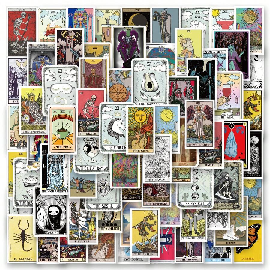 110 Pcs Tarot Cards Stickers, Aesthetic Stickers, High Quality Stickers Scrapbook, Decorative Paper, Journaling, Laptop, Bumper, Skateboard, Water Bottles, Computer, For Gift Bags, Envelope Seals, Party Decoration - one-size - View 1