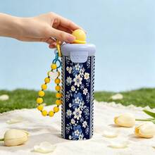 1PC 600ML Plaid Flowers, Stylish Flowers, Floral Turtle Pattern Stainless Steel Cup, Double-Use Coffee Cup, Portable Straw Cup, Stylish Lanyard Cup, Suitable For Office, Home, Recommended For Gifts, Coffee/Milk/Tea - Multicolor - View 8