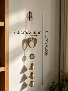 1pc Iron Wind Chime, Heart Wings, Vintage Christmas Bell, With Decorative Chain, Suitable For Home Decor, Wall Hanging, Balcony Garden Hanging - one-size - View 2