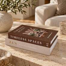 2Pcs Creative Decorative Books For Home Styling, Faux Book Decor For Coffee Tables, Mantels, Bookcases, Entryway Consoles And Living Room Displays - Brown-beige - View 2