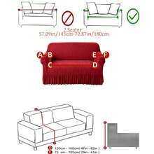 1 cái vỏ bọc sofa trang trí bằng vải nỉ co giãn chống trượt, họa tiết sóng đỏ khắc jacquard, thân thiện với thú cưng, chống bẩn chống bụi, phù hợp cho sofa 1/2/3/4 chỗ, dùng cho mọi mùa - Đỏ - Xem 14