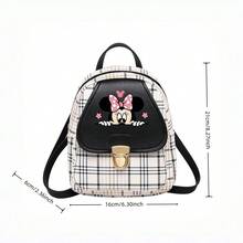 Disney Minnie Mini Women's Backpack, Plaid Print Cute Cartoon Backpack, Dual-Use Shoulder & Crossbody, Sweet Casual Small Bag, Lightweight & Compact, Suitable For Daily Shopping, Short Trips. Perfect Gift For Cartoon Lovers And Sweet Style Enthusiasts. - A - View 2