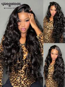 MEGALOOK 250% Density 13x6 Glueless Body Wave 100% Human Hair With Drawstring Beginner Friendly Pre-Plucked Natural Hairline Parting Every Where Breathable Cap Wigs Seamless Fit All Skins - SNatural - View 2