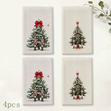 2pcs Christmas Tree And Nutcracker Pattern Christmas Kitchen Towels, Rectangular Hand Towels, Tea Towels, Dish Cloths, Suitable For Kitchen Cleaning, Home Baking, Christmas Party, Winter Holiday Home Decor And Christmas Gifts - Multicolor - View 11