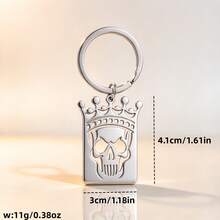 1pc Stainless Steel Hollow Design Crown Skull Keychain Key Ring, Unisex Key Ring Bag Charm Key Pendant, Suitable For Daily Use Or Gift - Silver - View 10