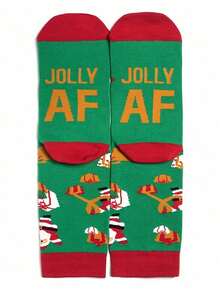 1/2/4 Pairs Men's Mid-Calf Colorful Fun Creative Socks, Christmas Funny Print Jacquard Mid-Calf Socks - Multicolor - View 6