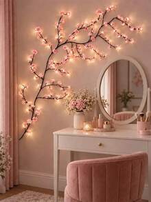 1pc LED Cherry Blossom Branch Wall Light, USB Powered, 8 Flashing Modes, Suitable For Indoor And Outdoor Use In Spring And Summer, Wedding Decoration, Party Atmosphere Light, Valentine's Day, Christmas, Birthday, Graduation Gift - Pink - View 7