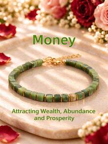 Men's Southern Jade Square Beaded Bracelet, Prosperity & Fortune Minimalist Boho Style Fashion Jewelry Unisex, Ideal Gift For Him, For Daily Wear - Multicolor - View 1